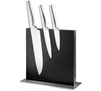 Trhillsbrad Bloc à couteaux magnétique en acier inoxydable - Porte-couteaux double face - Noir - Organiseur de couteaux autoportant pour comptoir de cuisine
