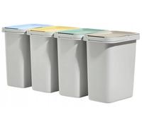 Tri des déchets et recyclage - Ensemble de poubelles 4 x 12 L - Avec support - Total 48 L