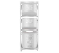 Tri-linge à linge - Chariot à 3 niveaux - Deux paniers à linge - Panier de transport amovible - Roulettes pivotantes à 360° avec système de blocage - Étagère supérieure - Gain de place - Blanc