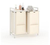 Tri-linge à linge – Panier à linge autonome avec 2 compartiments – Sacs en tissu amovibles – Structure métallique avec étagère en MDF – Capacité de 48 litres, poids maximal d'environ 45 kg, dimensions
