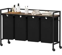 Tri-vêtements avec 4 compartiments, chariot à linge de 168 litres sur roulettes, panier à linge avec espace de rangement, système de tri du linge, organisateur à linge pour le linge sale, séparateur d