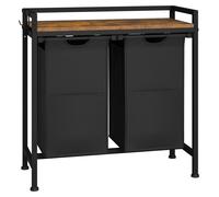 Tri-vêtements avec armoire - Panier à linge coulissant - 2 compartiments - 80 litres - Tissu Oxford - Structure métallique - Noir