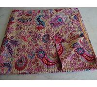 Tribal Asian Textiles - Couvre-lit décoratif kantha, gudari, ralli - Queen size : 2,28 x 2,74 m