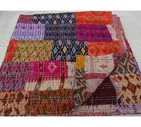 Tribal Asian Textiles Couvre-lit Kantha en patchwork matelassé style vintage/indien/bohémien Fabriqué à la main