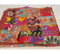 Tribal Asian Textiles Couvre-lit kantha réversible fait main en coton pur pour lit queen-size