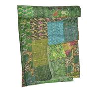 Tribal Asian Textiles Couvre-lit réversible en soie indienne en patchwork Kantha pour grand lit
