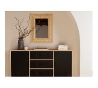 Tribeca - buffet bas - effet bois et métal noir - 3 tiroirs et 2 portes - 140 cm - Bois / Noir