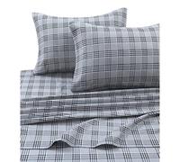Tribeca Living Plaid Moose Imprimé Flanelle Poche Profonde de Feuille, Multicolore, Savannah Plaid Multi, California King