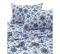 Tribeca Living Plaid Moose Imprimé Flanelle Poche Profonde de Feuille, Multicolore, Snowflakes Multi, King