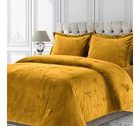 Tribeca Living Venice Parure de lit surdimensionnée 2 pièces en Velours Super Doux avec Fermeture à Boutons dissimulés, pour lit Simple - Doré