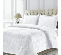 Tribeca Living Venice Parure de lit surdimensionnée en Velours Super Doux 3 pièces avec Fermeture à Boutons dissimulés, Grand lit, Blanc