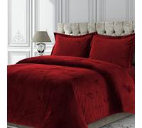 Tribeca Living VENICEDUVET - Parure de lit surdimensionnée en Velours de Venise, 3 pièces, très Grand lit, Bordeaux