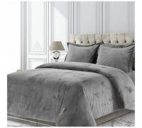 Tribeca Living VENICEDUVET - Parure de lit surdimensionnée en Velours Venise, pour Grand lit, Gris fumé