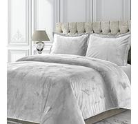Tribeca Living VENICEDUVET - Parure de lit surdimensionnée en Velours Venise, pour lit Simple, Gris argenté
