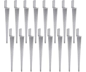 TRIBECCO 16x support de poteau universel à enfoncer L, support de poteau galvanisé à chaud douille à enfoncer support de poteau douille de sol douille de sol à enfoncer poteau ancre acier argent (16, 