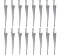 TRIBECCO 16x Support universel pour poteau à encastrer L, Support de poteau galvanisé à chaud Manchon de sol articulé Support de poteau Manchon de sol encastrable Ancrage de poteau en acier argenté
