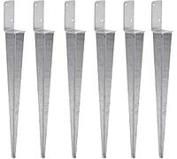 TRIBECCO 6x Support de poteau universel à encastrer L, Support de poteau en acier galvanisé à chaud Manchon de sol articulé Support de poteau Ancrage de poteau en acier argenté (6, 70x700)