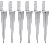 TRIBECCO 8x Support de poteau universel à encastrer L, Support de poteau en acier galvanisé à chaud Manchon de poteau Support de poteau Manchon de sol articulé Support de poteau Ancre en acier argenté