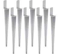 TRIBECCO 8x Support universel pour poteau à encastrer L, Support de poteau galvanisé à chaud Manchon de sol articulé Support de poteau Ancrage de poteau en acier argenté (8, 50x600)