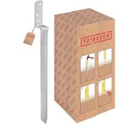 TRIBECCO Douille de sol à enfoncer en forme de L pour poteaux en bois carrés - Dimensions : 40 x 530 mm - Support de poteau en L à enfoncer dans le sol - Chaussure de support universelle en L en acier