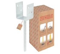 TRIBECCO® Patin de support en U avec tige en acier nervuré Ø 14 mm à encastrer dans le béton, 90 x 71 x 290 mm (hauteur) - Poteau en U en acier galvanisé à chaud - Ancrage en béton pour constructions