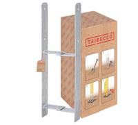 TRIBECCO Support de poteau en H pour béton, galvanisé à chaud, hauteur totale : 600 mm, épaisseur du matériau : 5 mm, largeur de la lumière : 100-180 mm, acier plat, ancrages en béton H pour