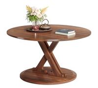 Tribesign Table Basse Ronde en Bois, 80 x 80 x 51 cm, Table de Salon, Table Basse en Bois Peut également être utilisée comme Table d'appoint, Base en Forme de X, Durable et Stable (Marron Rustique)