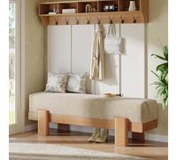 Tribesigns Banc Chaussures Entrée avec Tapissé, 140 x 35 x 45 cm, Moderne Banc à Chaussures avec Coussin épais Ultra-Moelleux et Structure en MDF, Bout de Lit pour Chambre à Coucher, Beige et Chêne