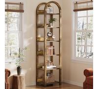 Tribesigns Bibliothèque 6 Niveaux 180cm, Bois Étagère Bibliotheque Livre Ouverte Arqué Rack de Rangement Haut pour Petits Espace, Bureau à Domicile, Salon, Chambre, Marron