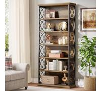 Tribesigns Bibliothèque 6 Niveaux 185 cm, Étagère Industrielle Bibliotheque Livre Ouverte, Rack de Rangement Haut pour Bureau à Domicile, Salon, Chambre (Marron & Noir)