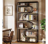 Tribesigns Bibliothèque à 5 Étagères, 180 cm Bibliothèque, avec Cadre en Métal Robuste, Étagères sur Pied, Étagères D'exposition avec Espace de Rangement Ouvert pour Le Bureau à Domicile, Le Salon
