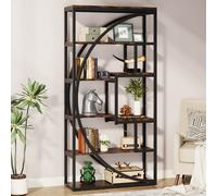 Tribesigns Bibliothèque Industrielle à 5 Niveaux, Bibliothèque de 180 cm de Hauteur avec 8 Étagères de Rangement Ouvertes, étagère à Livres pour Bureau, Salon [Striking Geometric Design] : Cette bibli