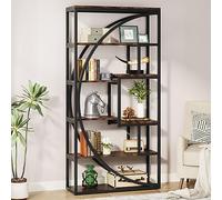 Tribesigns Bibliothèque Industrielle à 5 Niveaux, Bibliothèque de 180 cm de Hauteur avec 8 Étagères de Rangement Ouvertes, étagère à Livres pour Bureau, Salon, Brun Rustique