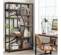 Tribesigns Bibliothèque Industrielle à 5 Niveaux,Haute bibliothèque Autonome avec étagère de Rangement à 9 Ouvertures pour Salon