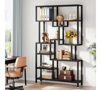 Tribesigns Bibliothèque Industrielle à 7 Niveaux, Bibliothèque de 180 cm de Hauteur, étagère de Rangement Ouverte avec Cadre en métal pour Salon, Bureau à Domicile, Marron Rustique