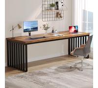 Tribesigns Bureau d'ordinateur, 180 cm Grand Bureau, PC Table de B-ureau avec châssis métallique Robuste, Poste de Travail pour B-ureau à Domicile, Table de conférence (sans Chaise) (Marron)