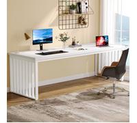 Tribesigns Bureau d'ordinateur - 180 x 60 x 76 cm - Bureau Double Longue - avec Châssis Métallique Robuste - Blanc