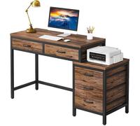 Tribesigns Bureau d'ordinateur, Table de Bureau avec 5 Tiroirs, Bureau Informatique avec Armoire à tiroirs réversible pour la