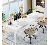 TRIBESIGNS Bureau d'ordinateur, Table de Bureau Informatique Gaming-Travail-d'Étude, 200 x 70 x 75 cm, Blanc