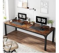 TRIBESIGNS Bureau d'ordinateur, Table de Bureau Informatique Gaming-Travail-d'Étude, 200 x 70 x 75 cm, Marron Rustique