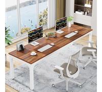 Tribesigns Bureau Informatique pour Ordinateur Portable, Table d'étude Double Long pour Chambre de Bureau à Domicile, 200 x 70 x 75 cm, Noyer