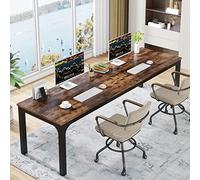 Tribesigns Bureau Informatique pour Ordinateur Portable, Table d'étude Double Long pour Chambre de Bureau à Domicile, 200 x 70 x 75 cm, Marron Rustique