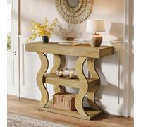 Tribesigns Console d’Entrée 105 cm, Table Basse Étroite en Bois 3 Niveaux avec Étagères & Cadre Incurvé - pour Salon, Couloir, Hall