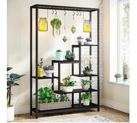 Tribesigns Étagère à Fleurs en Métal à 5 Niveaux Porte Plantes Grande étagère de 180,1cm avec 10 crochets de suspension en S