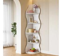 Tribesigns Étagère d'angle à 5 étages, 175 cm de haut, étagère de rangement, étagère de rangement, étagère de rangement, armoire d'angle pour salon, cuisine, bureau à domicile, blanc