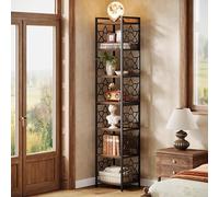 Tribesigns Étagère d'angle à 7 niveaux, 200 cm, très haute, étroite, en bois avec cadre en métal, pour salon, maison, bureau