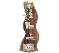 Tribesigns Étagère d'angle Moderne à 5 Niveaux, Petite Bibliothèque d'angle élégante avec Forme Unique pour la Maison,Bureau,Marron