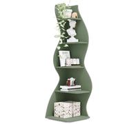 Tribesigns Étagère d'angle Moderne à 5 Niveaux, Petite Bibliothèque d'angle élégante avec Forme Unique pour la Maison,Bureau,Vert