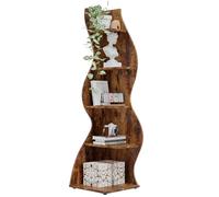 Tribesigns Étagère d'angle Moderne à 5 Niveaux, Petite Bibliothèque d'angle élégante, Support de Plante unité d'organisation avec Forme Unique pour la Maison, Bureau, Salon, Chambre à Coucher, Marron