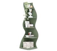 Tribesigns Étagère d'angle Moderne à 5 Niveaux, Petite Bibliothèque d'angle élégante, Support de Plante unité d'organisation avec Forme Unique pour la Maison, Bureau, Chambre à Coucher, Vert Clair